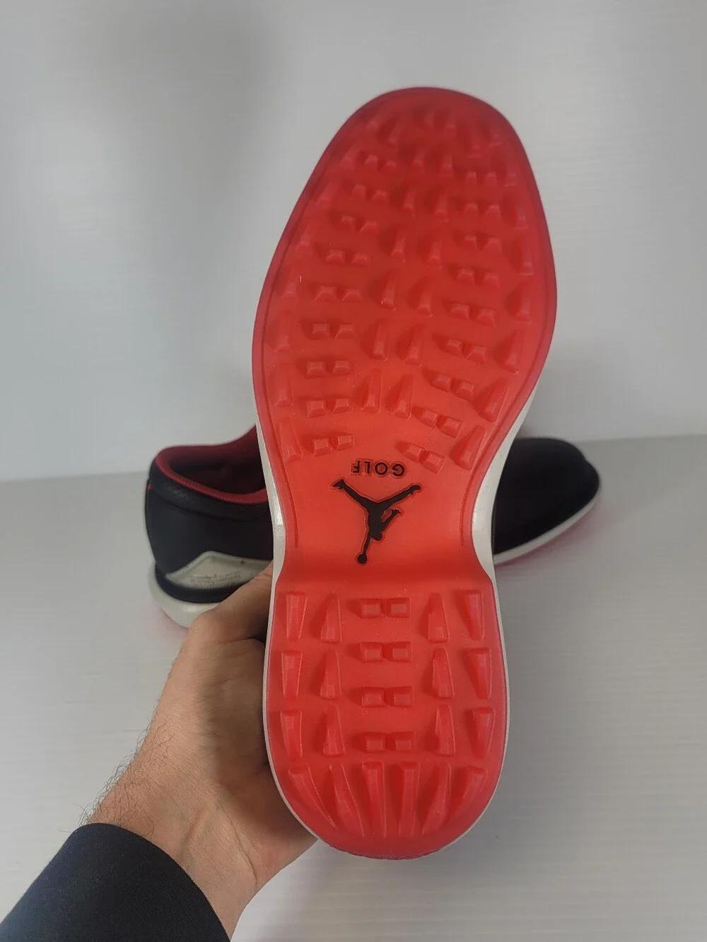 Nike Jordan ADG 5 Leather Black Spikeless Golf Shoes Men's 9 Size Red FQ6642-001